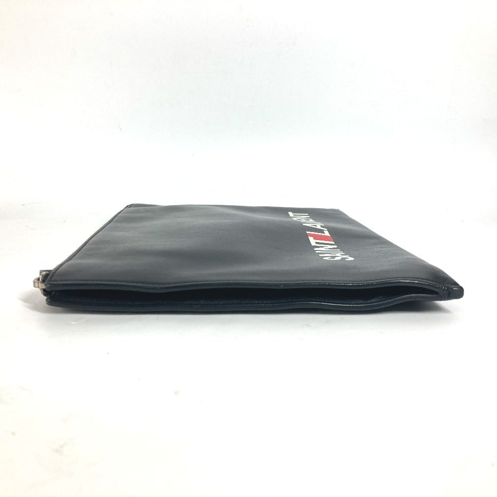 SAINT LAURENT PARIS Clutch bag 397294 leather black logo mens Used Authentic
