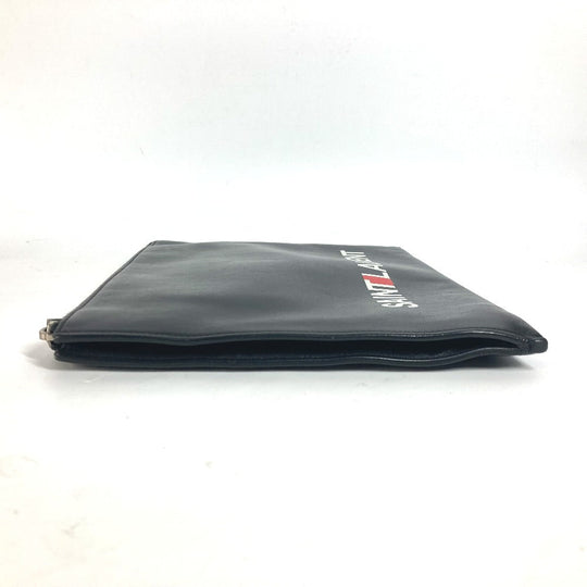 SAINT LAURENT PARIS Clutch bag 397294 leather black logo mens Used Authentic