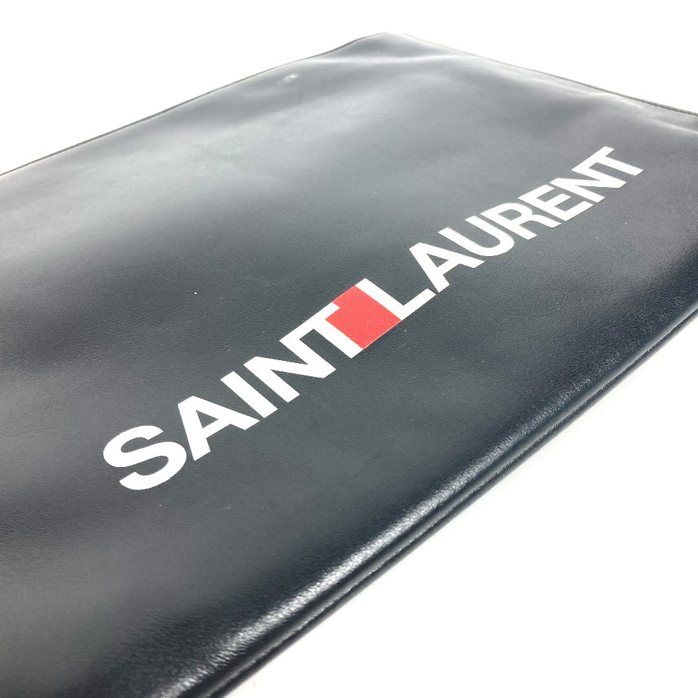 SAINT LAURENT PARIS Clutch bag 397294 leather black logo mens Used Authentic