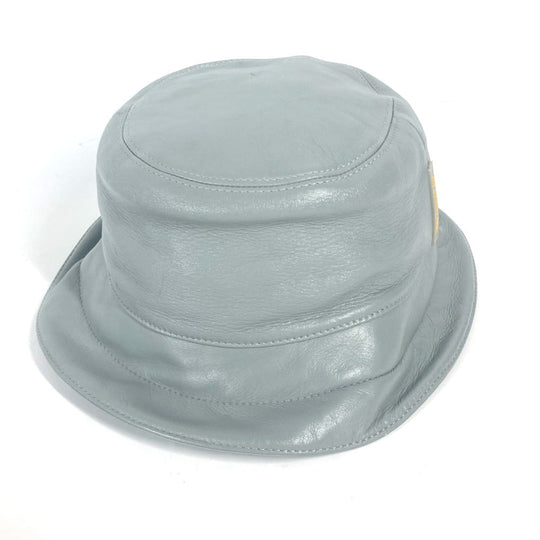 LOUIS VUITTON hat leather gray Louis Vuitton cup logo mens Used Authentic