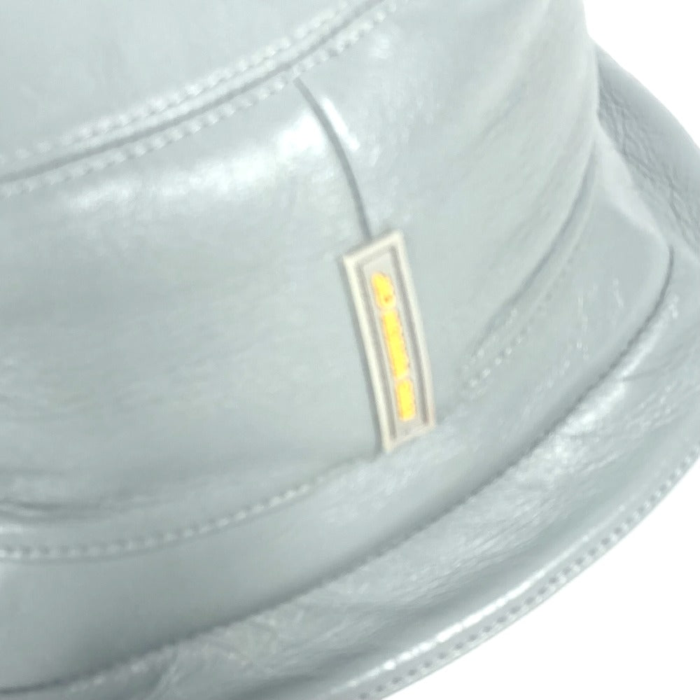 LOUIS VUITTON hat leather gray Louis Vuitton cup logo mens Used Authentic