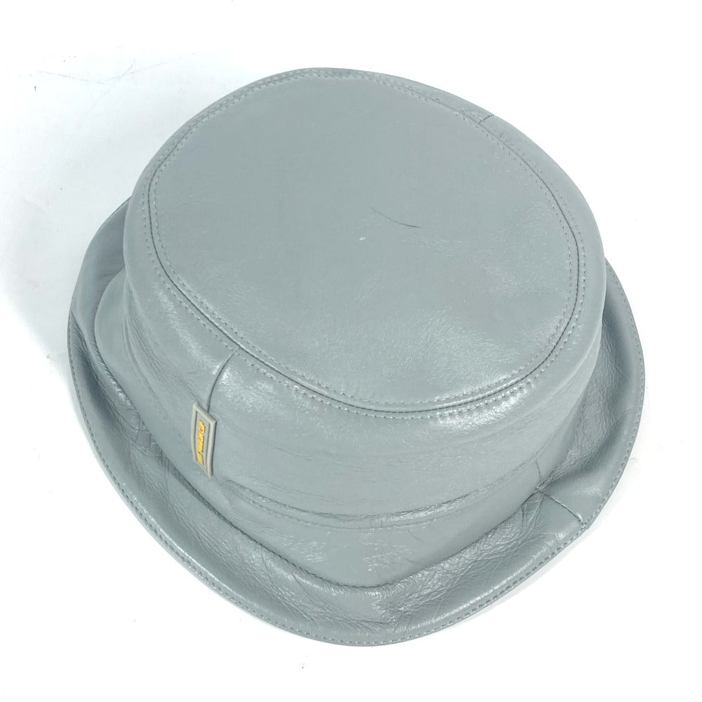 LOUIS VUITTON hat leather gray Louis Vuitton cup logo mens Used Authentic
