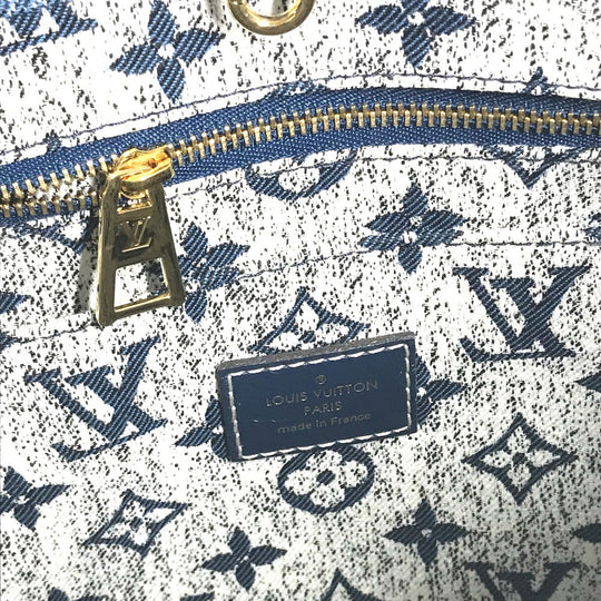 LOUIS VUITTON Shoulder Bag M59608 Monogram denim canvas, leather blue Monogram Denim Jacquard On the Go MM Women Used Authentic
