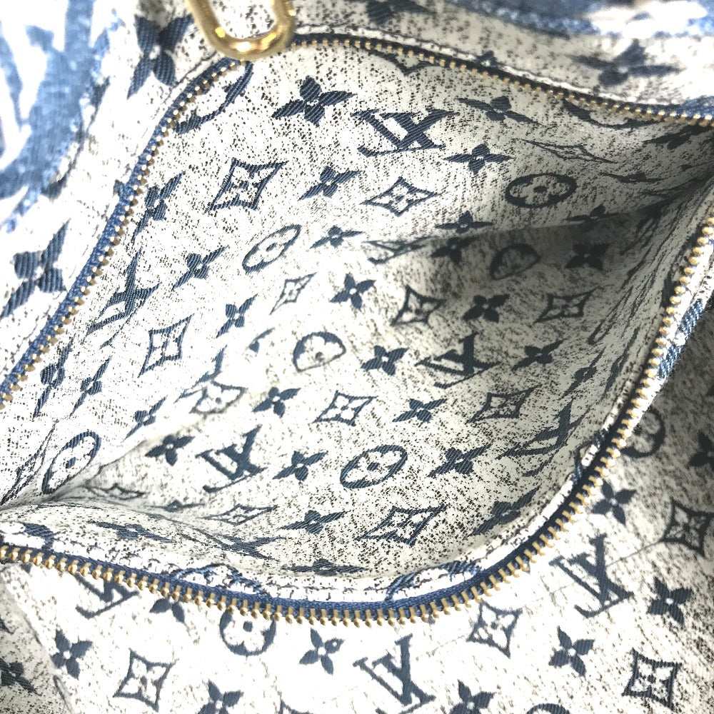 LOUIS VUITTON Shoulder Bag M59608 Monogram denim canvas, leather blue Monogram Denim Jacquard On the Go MM Women Used Authentic