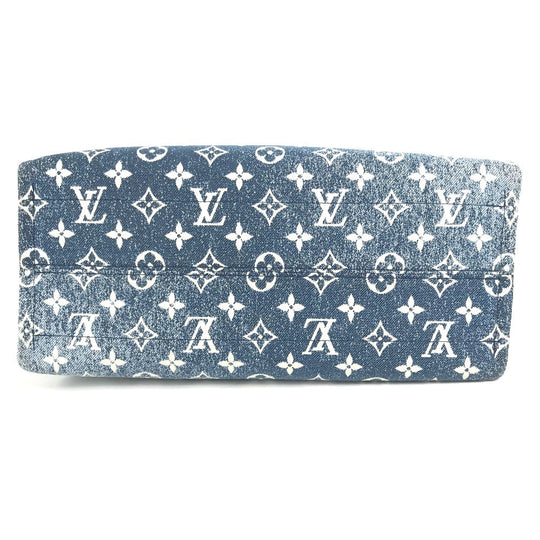 LOUIS VUITTON Shoulder Bag M59608 Monogram denim canvas, leather blue Monogram Denim Jacquard On the Go MM Women Used Authentic