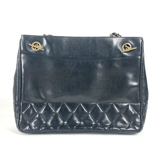 CHANEL Shoulder Bag lambskin black Quilted Matelasse Vintage WChain bag Women Used Authentic