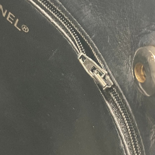 CHANEL Shoulder Bag lambskin black Quilted Matelasse Vintage WChain bag Women Used Authentic