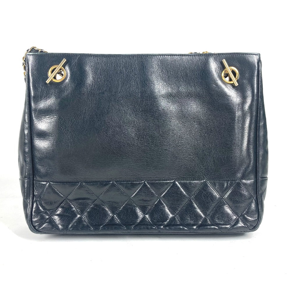 CHANEL Shoulder Bag lambskin black Quilted Matelasse Vintage WChain bag Women Used Authentic