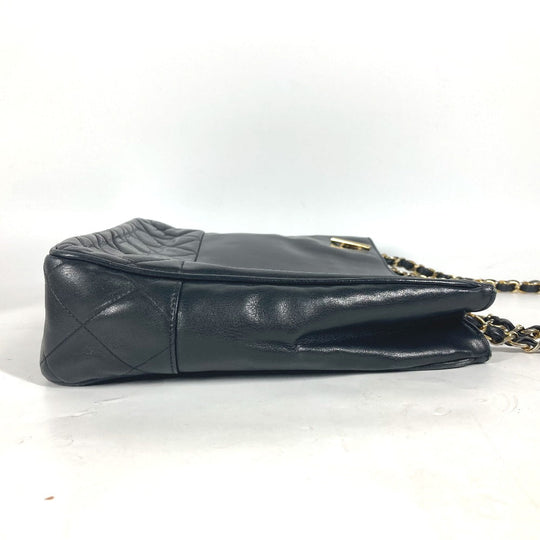 CHANEL Shoulder Bag lambskin black Quilted Matelasse Vintage WChain bag Women Used Authentic