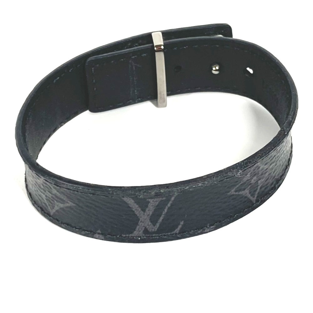 LOUIS VUITTON bracelet M6456E Monogram Eclipse Canvas black Monogram Eclipse Bracelet LV Slim mens 19 Used Authentic