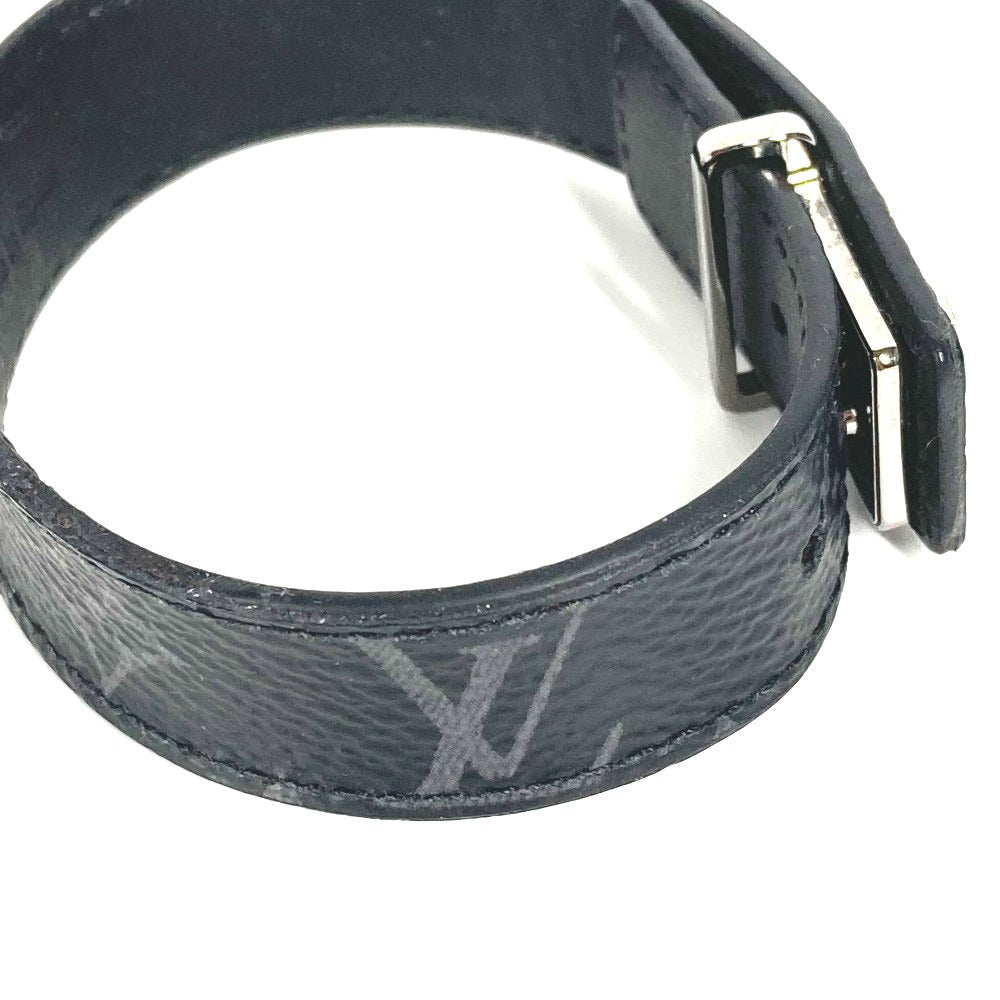 LOUIS VUITTON bracelet M6456E Monogram Eclipse Canvas black Monogram Eclipse Bracelet LV Slim mens 19 Used Authentic