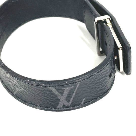 LOUIS VUITTON bracelet M6456E Monogram Eclipse Canvas black Monogram Eclipse Bracelet LV Slim mens 19 Used Authentic