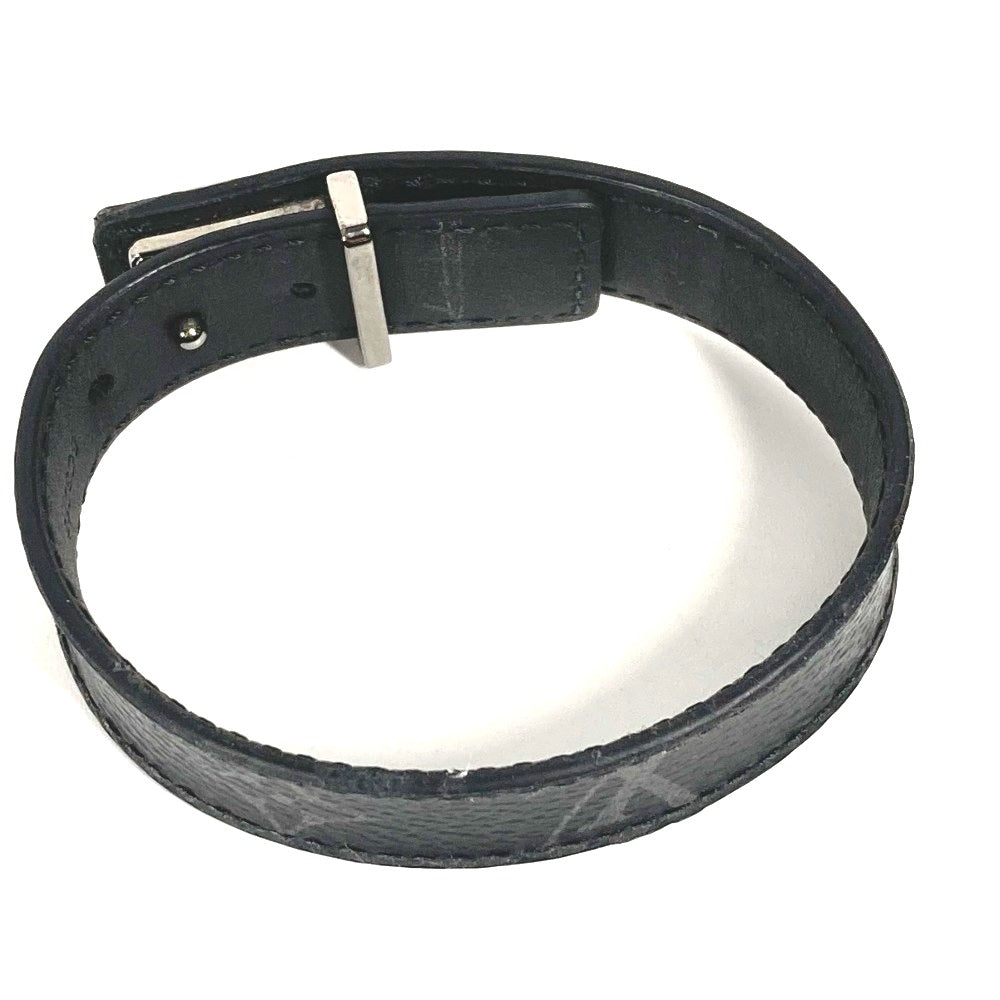 LOUIS VUITTON bracelet M6456E Monogram Eclipse Canvas black Monogram Eclipse Bracelet LV Slim mens 19 Used Authentic