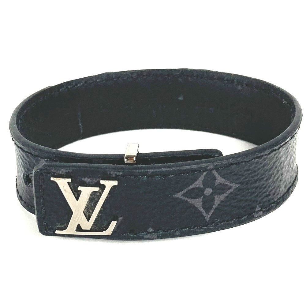 LOUIS VUITTON bracelet M6456E Monogram Eclipse Canvas black Monogram Eclipse Bracelet LV Slim mens 19 Used Authentic