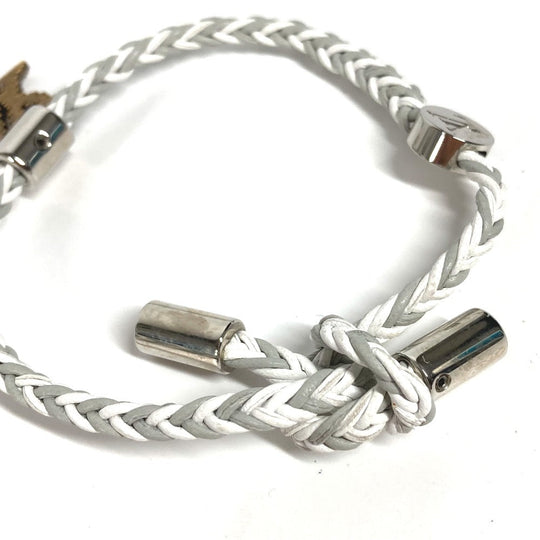 LOUIS VUITTON bracelet MP225E leather gray LV logo Brassler Friendship Women Used Authentic