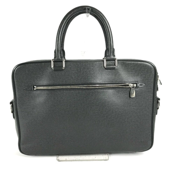 LOUIS VUITTON Business bag M30643 Taiga Leather black Taiga PortoDocument Business PDV mens Secondhand Authentic