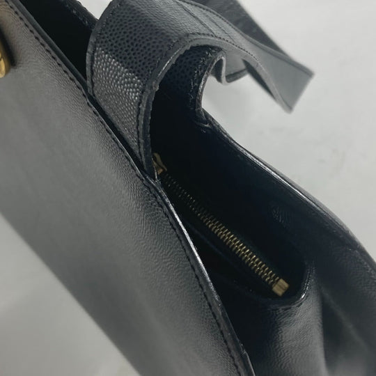 CELINE Shoulder Bag leather black vintage logo Women Used Authentic