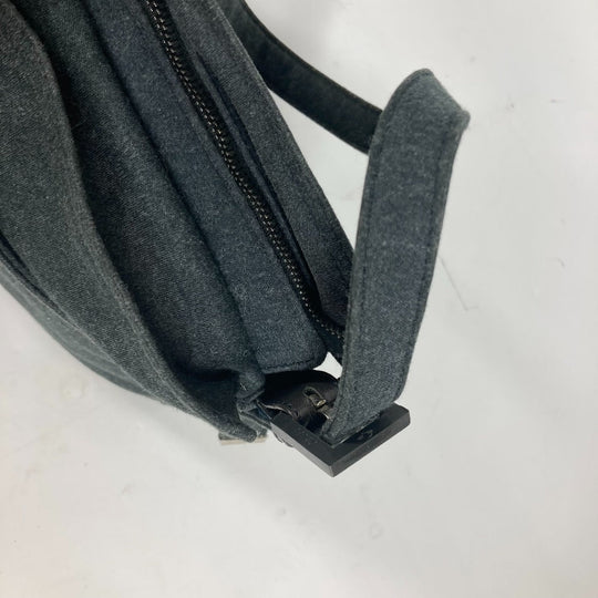 FENDI Shoulder Bag Jersey gray Mamma Bucket logo Women Used Authentic