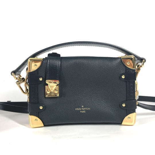 LOUIS VUITTON Handbag M23817 Leather , Grained Calf Leather black Clutch bag pouch Side Trunk PM Women Used Authentic