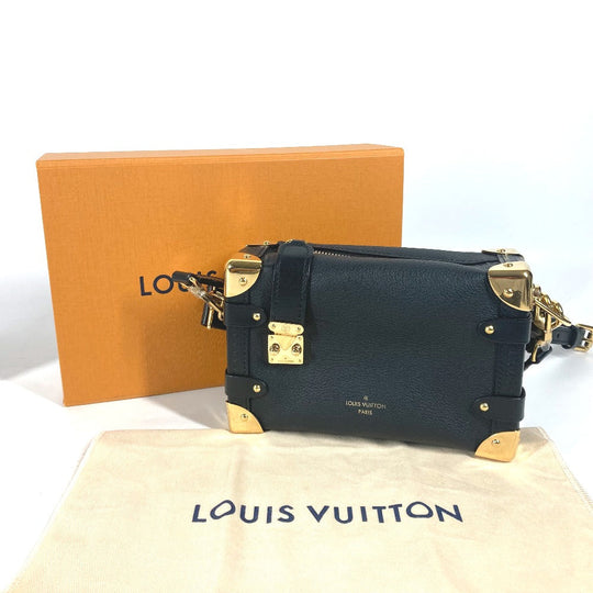 LOUIS VUITTON Handbag M23817 Leather , Grained Calf Leather black Clutch bag pouch Side Trunk PM Women Used Authentic