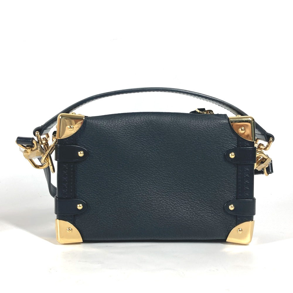 LOUIS VUITTON Handbag M23817 Leather , Grained Calf Leather black Clutch bag pouch Side Trunk PM Women Used Authentic