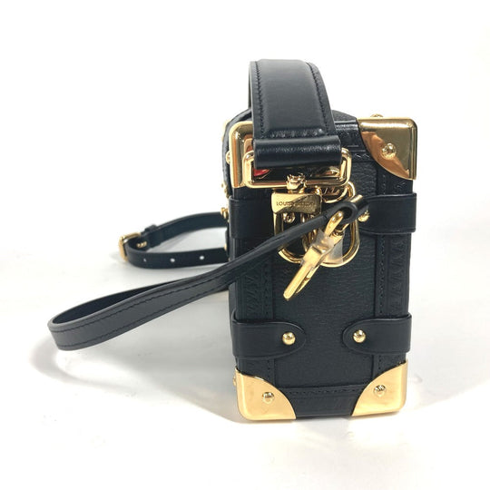 LOUIS VUITTON Handbag M23817 Leather , Grained Calf Leather black Clutch bag pouch Side Trunk PM Women Used Authentic