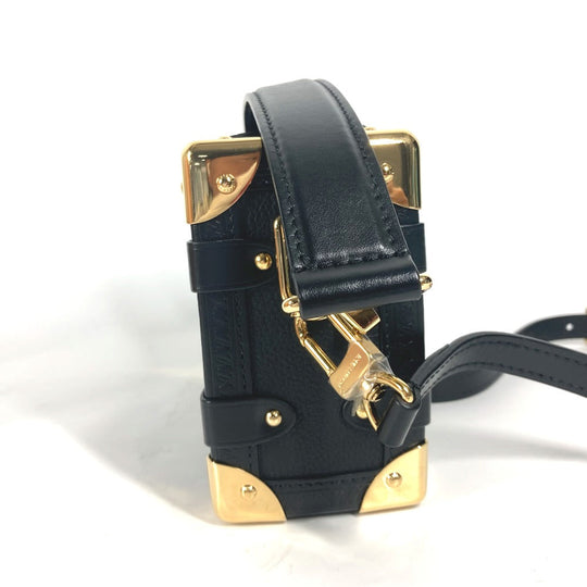 LOUIS VUITTON Handbag M23817 Leather , Grained Calf Leather black Clutch bag pouch Side Trunk PM Women Used Authentic