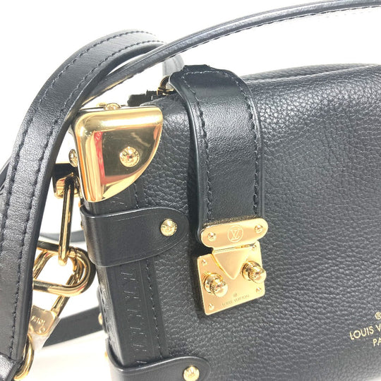LOUIS VUITTON Handbag M23817 Leather , Grained Calf Leather black Clutch bag pouch Side Trunk PM Women Used Authentic
