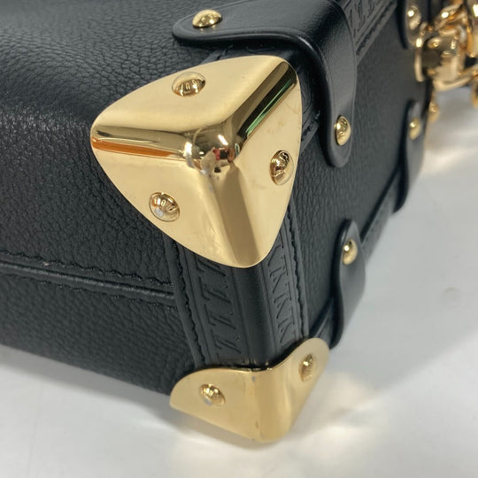 LOUIS VUITTON Handbag M23817 Leather , Grained Calf Leather black Clutch bag pouch Side Trunk PM Women Used Authentic