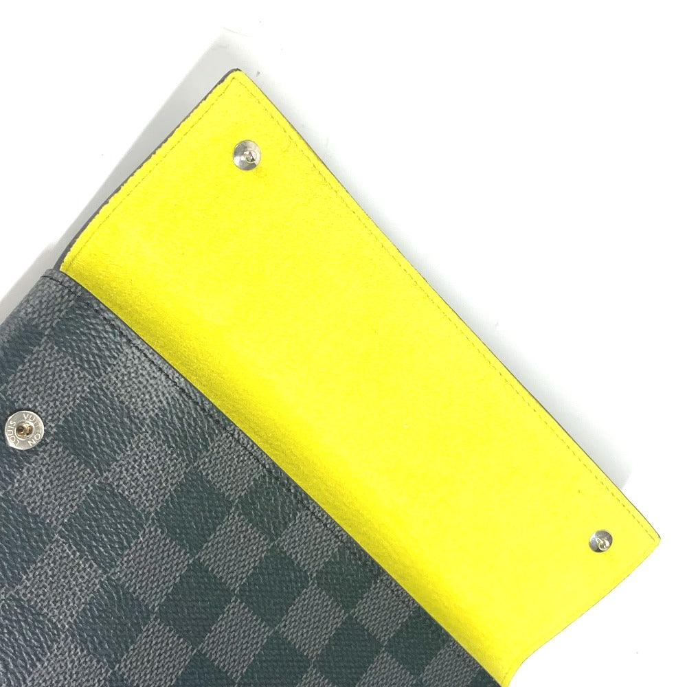 LOUIS VUITTON Card Case N60255 Damier Grafitto Canvas black Damier Grafitte Alpha Tri Pro Pouch mens Used Authentic