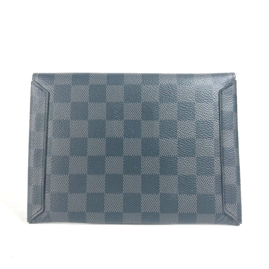 LOUIS VUITTON Card Case N60255 Damier Grafitto Canvas black Damier Grafitte Alpha Tri Pro Pouch mens Used Authentic