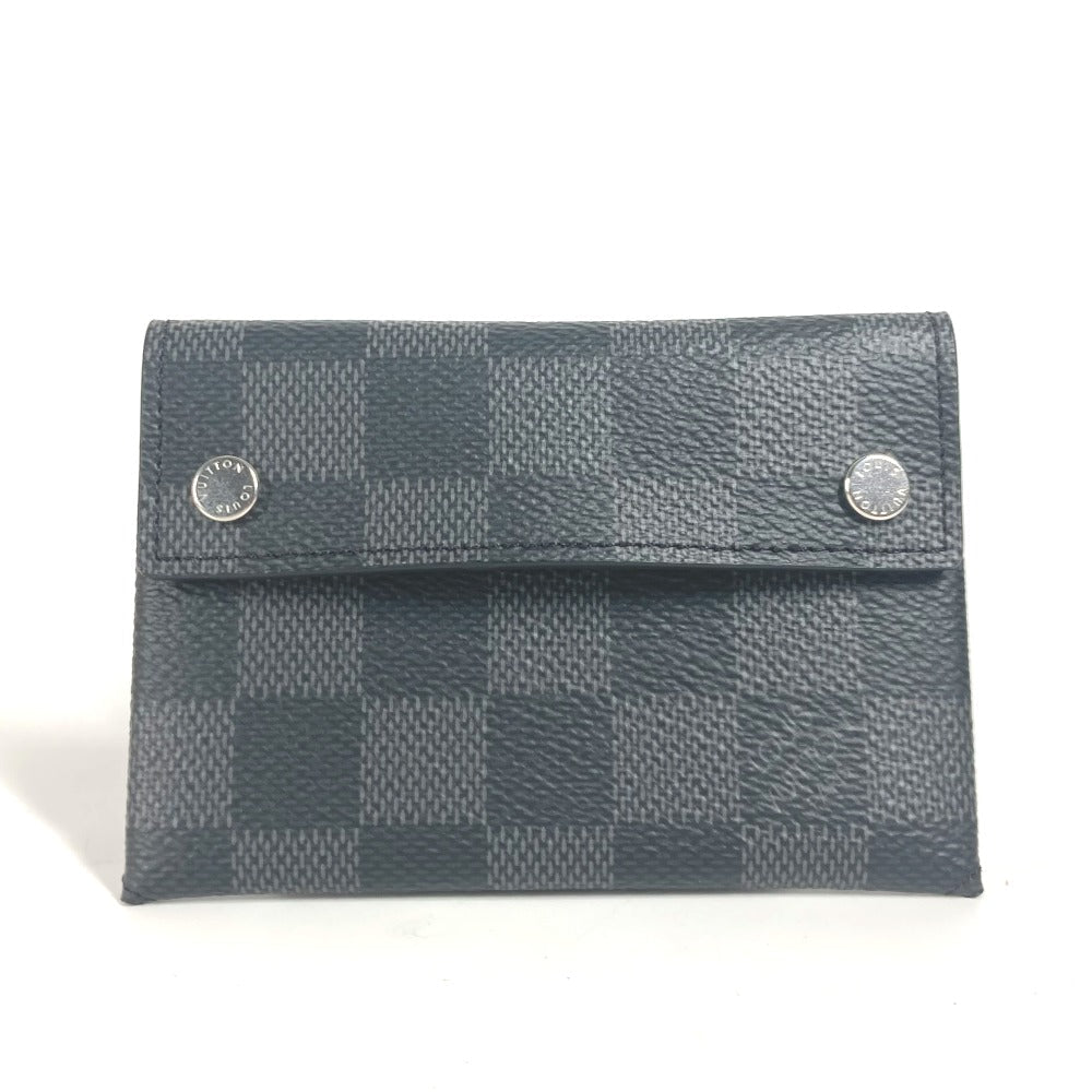 LOUIS VUITTON Card Case N60255 Damier Grafitto Canvas black Damier Grafitte Alpha Tri Pro Pouch mens Used Authentic