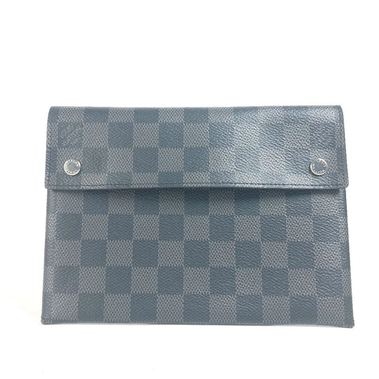 LOUIS VUITTON Card Case N60255 Damier Grafitto Canvas black Damier Grafitte Alpha Tri Pro Pouch mens Used Authentic