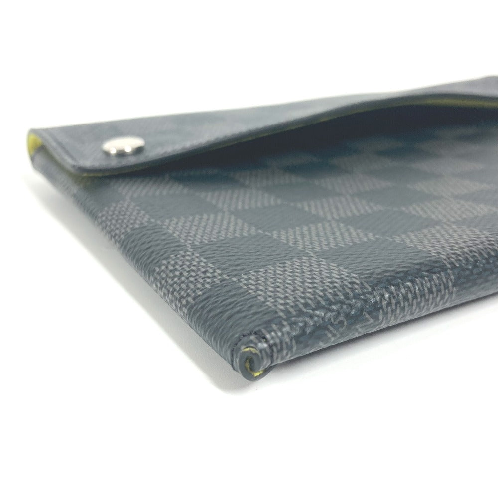 LOUIS VUITTON Card Case N60255 Damier Grafitto Canvas black Damier Grafitte Alpha Tri Pro Pouch mens Used Authentic