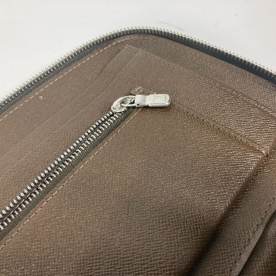 LOUIS VUITTON Long Wallet Purse M30658 Taiga Leather Brown Taiga Organizer Atoll mens Used Authentic