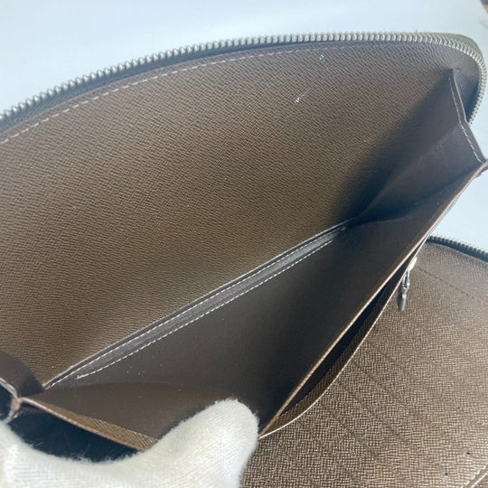 LOUIS VUITTON Long Wallet Purse M30658 Taiga Leather Brown Taiga Organizer Atoll mens Used Authentic