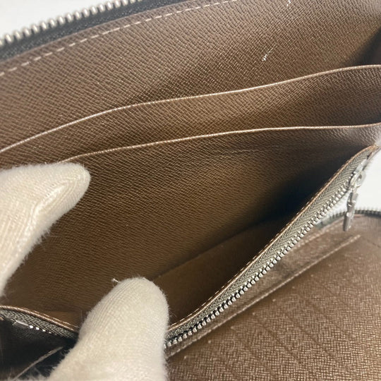 LOUIS VUITTON Long Wallet Purse M30658 Taiga Leather Brown Taiga Organizer Atoll mens Used Authentic