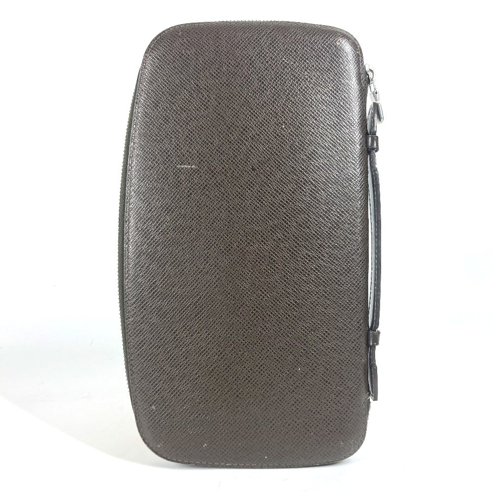 LOUIS VUITTON Long Wallet Purse M30658 Taiga Leather Brown Taiga Organizer Atoll mens Used Authentic