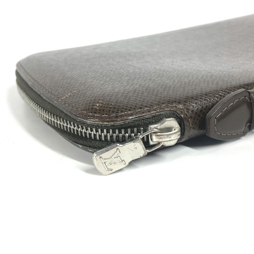 LOUIS VUITTON Long Wallet Purse M30658 Taiga Leather Brown Taiga Organizer Atoll mens Used Authentic