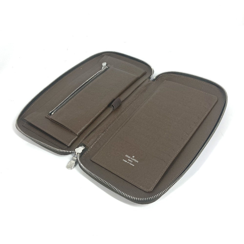 LOUIS VUITTON Long Wallet Purse M30658 Taiga Leather Brown Taiga Organizer Atoll mens Used Authentic