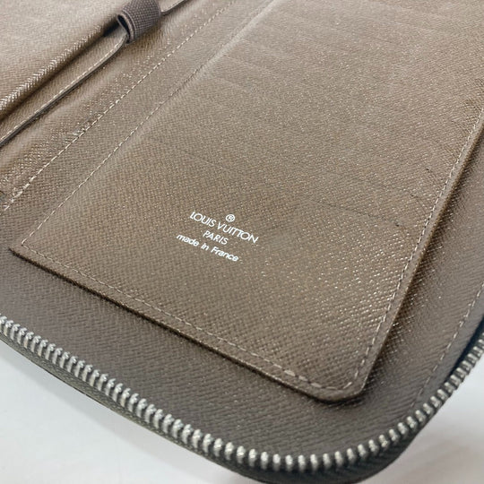LOUIS VUITTON Long Wallet Purse M30658 Taiga Leather Brown Taiga Organizer Atoll mens Used Authentic
