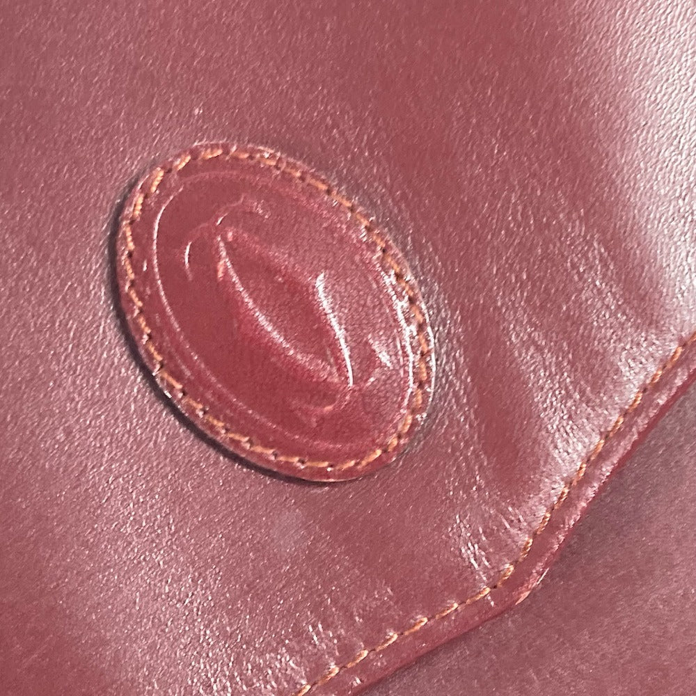 CARTIER Business bag leather wine-red Tote Bag Must Line logo Women Used Authentic
