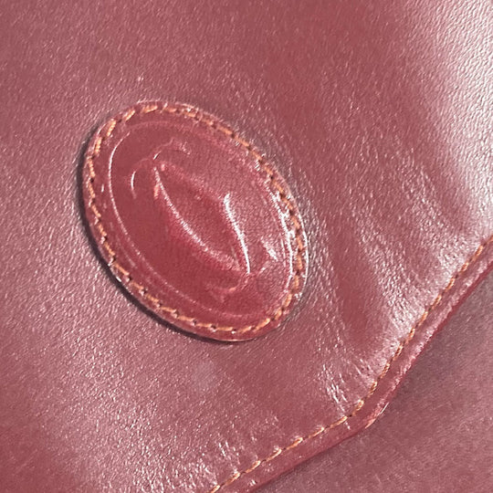 CARTIER Business bag leather wine-red Tote Bag Must Line logo Women Used Authentic