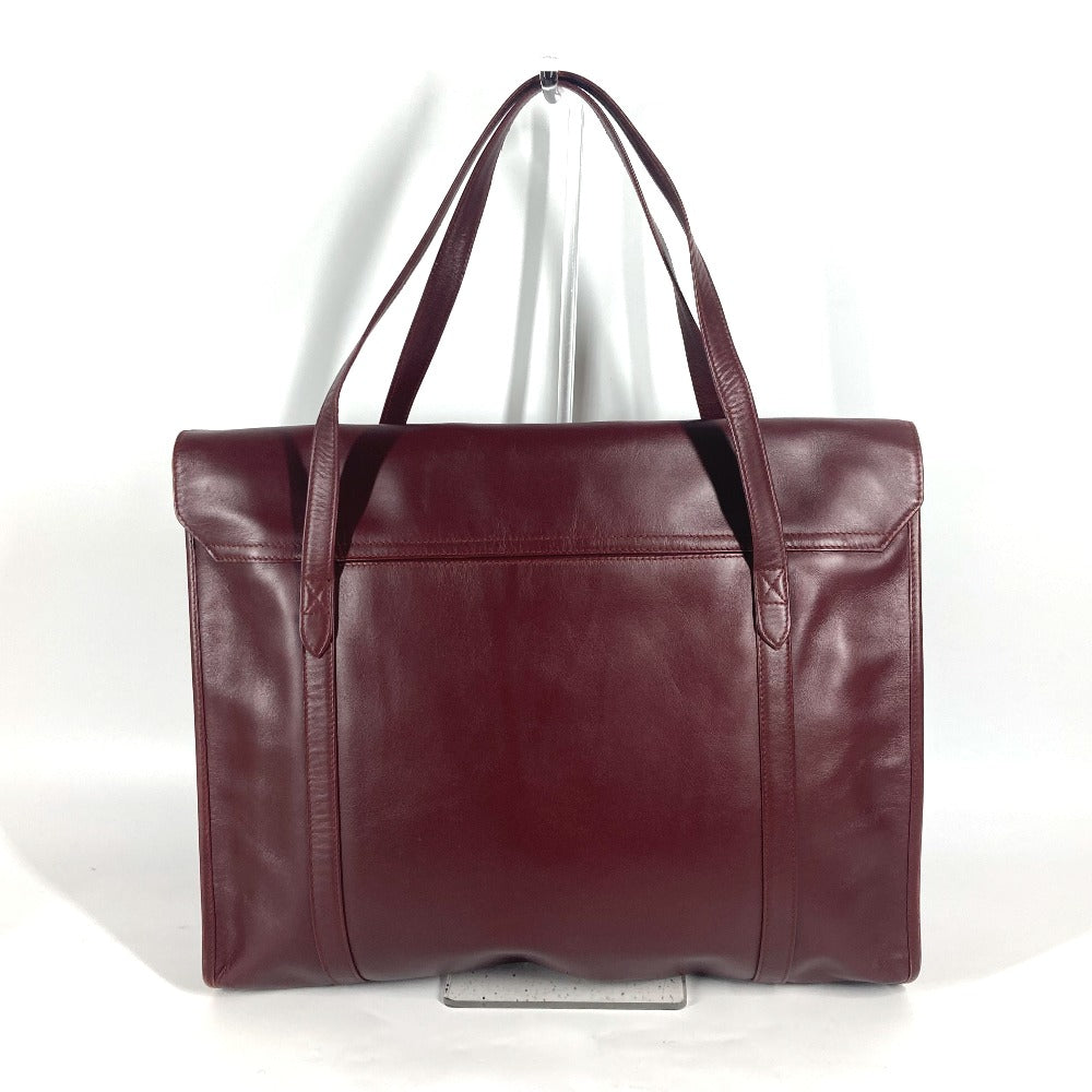 CARTIER Business bag leather wine-red Tote Bag Must Line logo Women Used Authentic