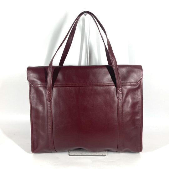 CARTIER Business bag leather wine-red Tote Bag Must Line logo Women Used Authentic