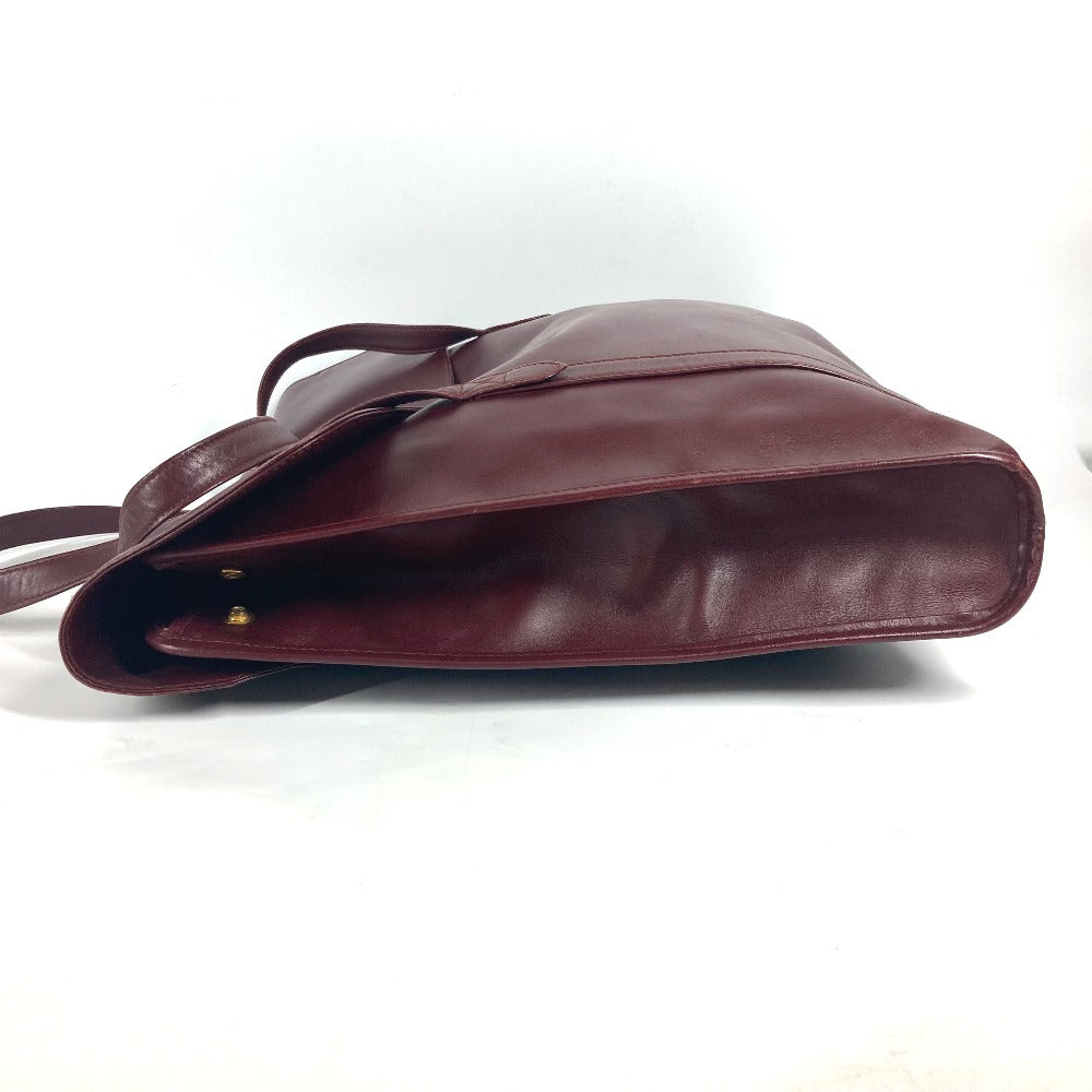 CARTIER Business bag leather wine-red Tote Bag Must Line logo Women Used Authentic