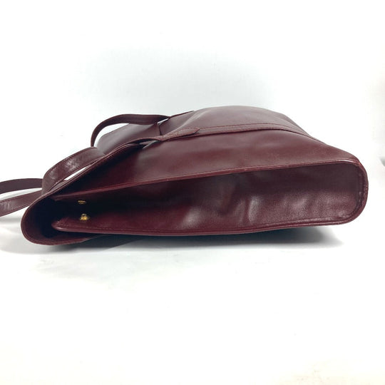 CARTIER Business bag leather wine-red Tote Bag Must Line logo Women Used Authentic