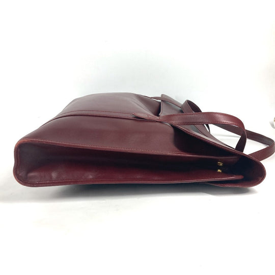 CARTIER Business bag leather wine-red Tote Bag Must Line logo Women Used Authentic