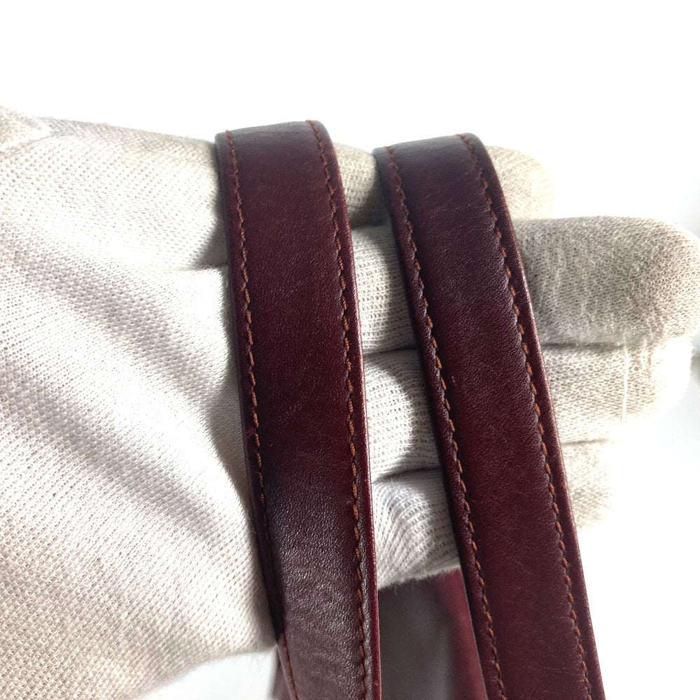 CARTIER Business bag leather wine-red Tote Bag Must Line logo Women Used Authentic
