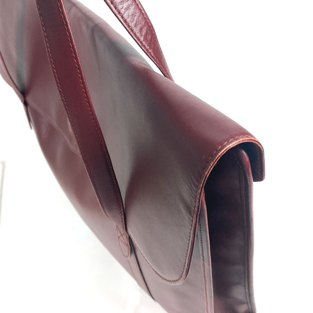 CARTIER Business bag leather wine-red Tote Bag Must Line logo Women Used Authentic
